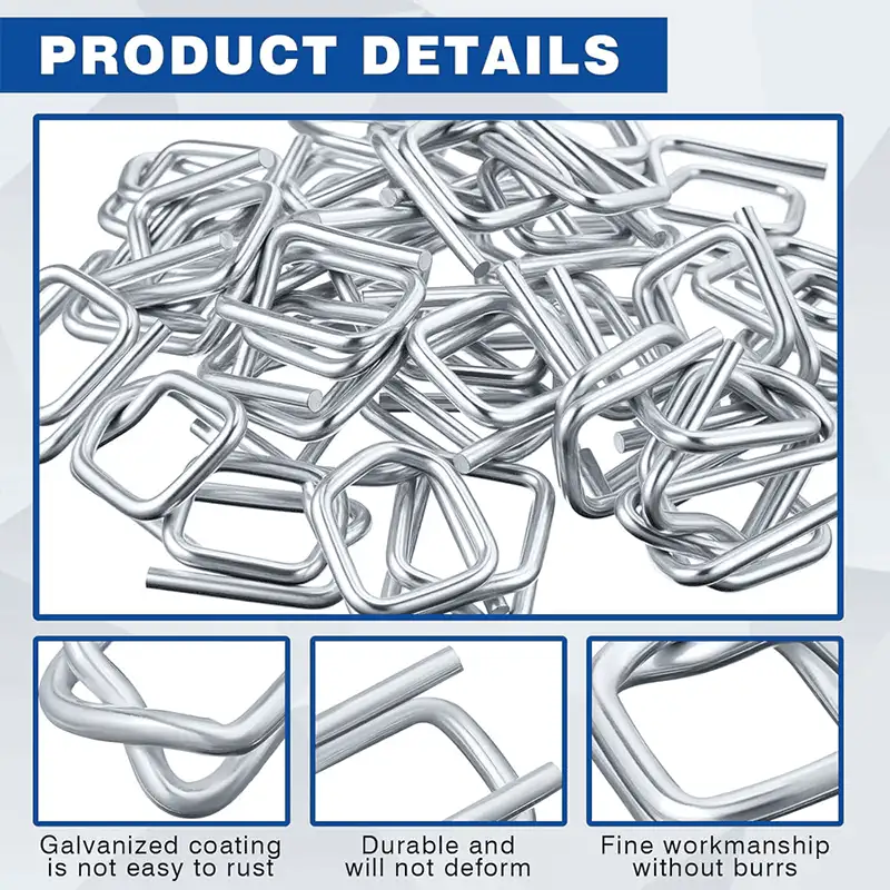 亮面镀锌打包扣 | 高承载纤维复合打包带专用钢扣 | 工厂直销 - 图片 3