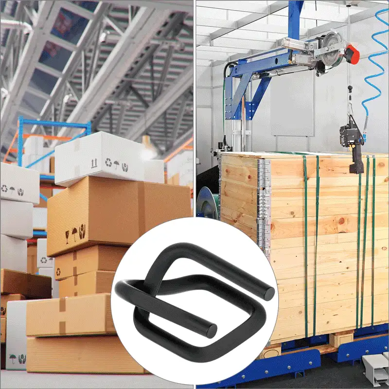 黑色磷化钢丝打包扣 | 涤纶编织带用防滑扣 | 13–32mm - 图片 3