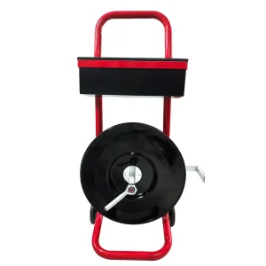 红色重型打包带手推车带盘车（8英寸卷芯）| 可拆卸置物盘 | 镀锌钢结构 防锈防水 | 滚轮刹车系统 | 工厂直供 支持定制